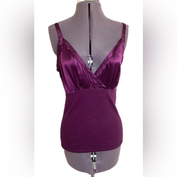 Y2K Surplice Cashmere Wool Silk Cami Tank L Buffy Babydoll Fairycore *Runs Small - Picture 1 of 13